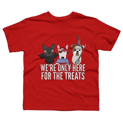 Boy's Design By Humans Dog Halloween - We're Only Here For The Treats By PedigreePrints T-Shirt