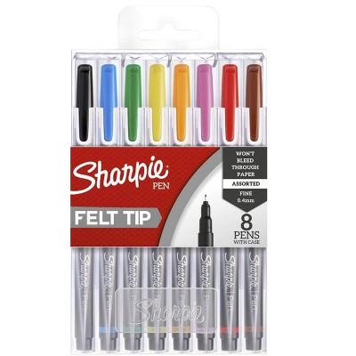 Sharpie Fine Tips Pens with Hard Case, Assorted Colors, pk of 8