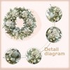 22 Inch Lambs Ears Leaves Wreath with Ivory Hydrangea and Berries Spring Summer Greenery Rustic Farmhouse Door Decor - 2 of 4