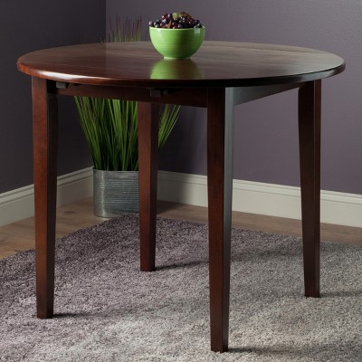 Transitional 36" Extendable Round Dining Table in Walnut