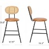 FONTOI Counter Stools Set of 4 with Rattan Backrest, Metal Bar Stools for Kitchen Island Home, Brown, 17.9"*36.8"*19.1" - 3 of 4