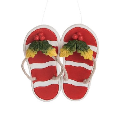 Beachcombers 3.45" RESIN RED FLIPFLOP/PALM ORN