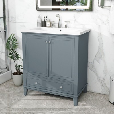 NicBex Modern Bathroom Vanity,Bathroom Sink Vanity with Doors and Drawer,Bathroom Sink Cabinet for Bathroom,Green/White/Black/Blue