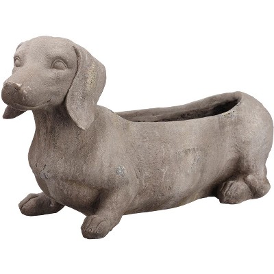 Allstate Floral 24.5" Stone Gray Dachshund Dog Outdoor Garden Planter