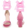 BLISSFUL STEP Women's Ankle Tie Chunky Heel Velvet Sandals - 3 of 4