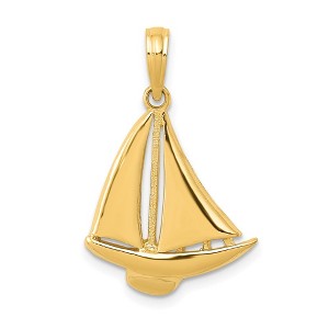 Black Bow Jewelry 14k Yellow Gold Polished Sailboat Pendant, 15 x 23mm - 1 of 4