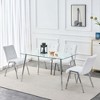 2 Pcs PU Dining Chairs, High Backrest Kitchen Chairs with Metal Legs, Sponge Seat Cushion Comfortable Chairs for Dining Room, Kitchen White - 2 of 4