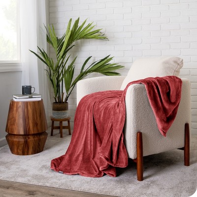 Twin Reversible Fleece Wool Blanket in Rosewood