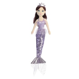 Aurora Sea Sparkles 18" Tutu Sparkles Iris Mermaid Purple Stuffed Doll - 1 of 4
