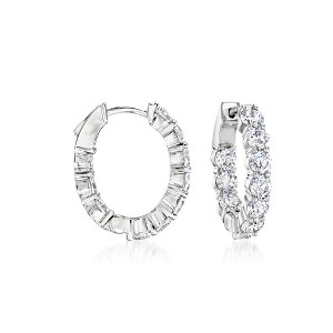 Ross-Simons 4.60 ct. t.w. CZ Inside-Outside Hoop Earrings in Sterling Silver - 1 of 3