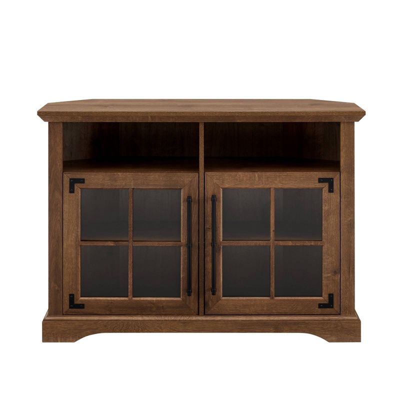 Avalene Rustic Farmhouse Corner TV Stand for TVs up to 50&#34; Natural Walnut - Saracina Home, 4 of 7