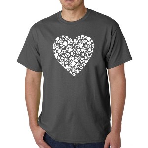 LA Pop Art Men's Word Art T-shirt - Paw Prints Heart - 1 of 4