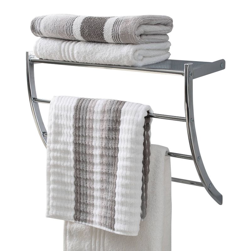 Wall Mounted Bathroom Shelf with 2 Towel Bars Chrome - Organize It All, 4 of 6