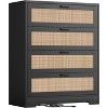 4 Drawer Dresser for Bedroom, Rattan Chest of Dressers, Modern Wood Tall Dresser with Power Outlets and Metal Handle for Living Room - 2 of 4