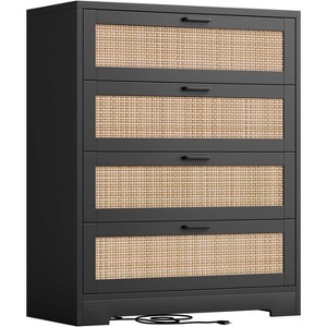 47" Rattan 5-Drawer Dresser - Tall Storage Chest for Bedroom & Living Room - 1 of 4