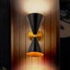 (Set of 2) Rennnsan Tristalyn 14"H Hardwired 2-Light Hourglass Shape Mid-Century Modern Dimmable Wall Sconce in Black - 3 of 4