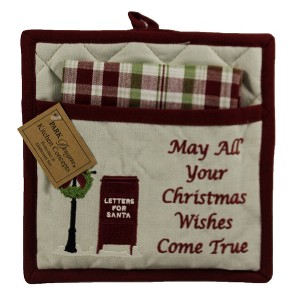 Tabletop 9.0 Inch Santa Mailbox Pocket Pot Holder , Kitchen Towel Christmas (2PC) - 1 of 3