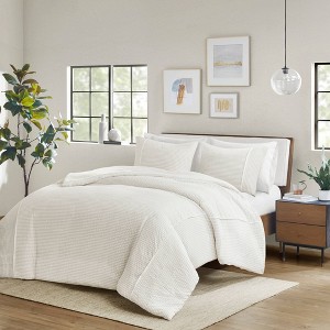 Beautyrest Apollo Striped Seersucker Oversized Duvet Cover Set - 1 of 4