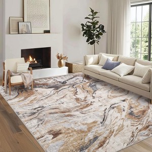 5x7 Washable Area Rug for Living Room Bedroom, Modern Abstract Non-Slip Rugs, Low Pile Soft Stain Resistant Carpet for Dining Room, Office - 1 of 4