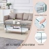 43.3" Modern 2-Tier Coffee Table - Clear Glass & Black Marble Pattern, Multi-Use - 2 of 3