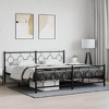vidaXL King Metal Bed Frame with Headboard/Footboard-Black Industrial Steel Bedstead - 3 of 4