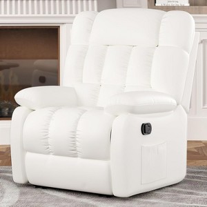 GlasFlength Accent Chairs, Single Leather Recliner with Armrests and Foot Lift Design for Home Theater and Living Room, White, 23"*23"*42" - 1 of 4