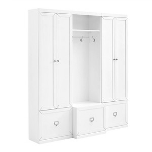 Crosley 3pc Harper Entryway Hall Tree and 2 Pantry Closet Set White : Mudroom Organizer with Storage Hooks - 1 of 4