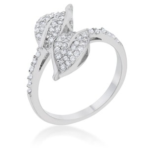 Slickblue Women's Contemporary 0.1ct Clear CZ Leaf Wrap Ring, Rhodium Plated, Sizes 5-10, Feminine Design - 1 of 4