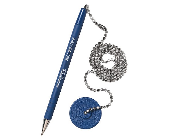 MMF Industries&#153; Secure-A-Pen Ballpoint Counter Pen with Base, Blue Ink, Medium