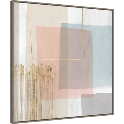 30" x 30" Blushed I by PI Studio Framed Canvas Wall Art Print - Amanti Art: Modern Abstract with Gold Touches