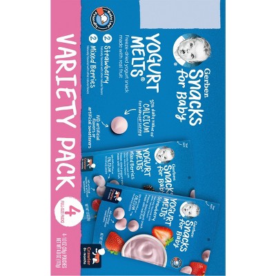 Gerber Yogurt Melts 4pk Strawberry &#38; Mixed Berries Freeze-Dried Snacks Variety Pack - 4oz_4