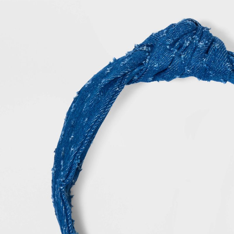 Distressed Denim Top Knot Headband - Universal Thread&#8482; Blue Denim, 4 of 7