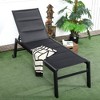 Outsunny Chaise Lounge Outdoor Pool Chair with Wheels, Five Position Recliner for Sunbathing, Suntanning, Steel Frame, Breathable Fabric - 3 of 4