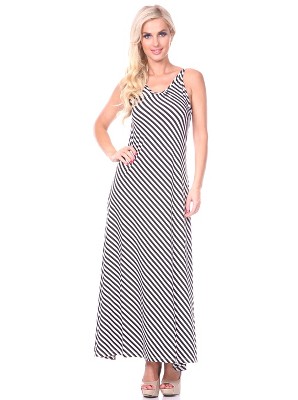 Women's Backless Striped Maxi Dress Black Small/medium - White Mark ...