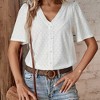 Women's Tops Casual Scoop Neck Short Sleeve Waffle Knit Hollow Out Shirts Loose Tunic Tops Blouses - 4 of 4
