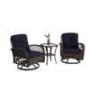VisioGear 3 Pieces Patio Swivel Rocker Seating Sets with Thickened Cushions and Glass Coffee Table for Backyard, Navy blue, 25.1"*28.76"*33.8" - 2 of 4