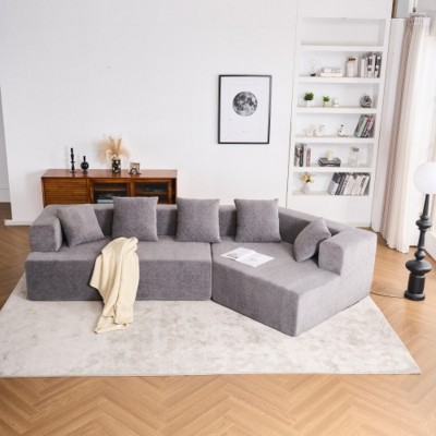 Modern Modular Chenille Sectional Sofa with Memory Foam,Deep Seat Comfortable 2-Seater Couch for Living Room, Bedroom, or Apartment–The Pop Home