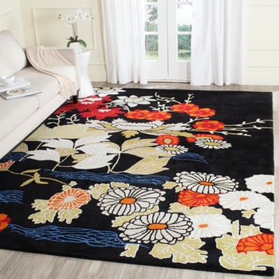 Bella Black and Multicolor Hand-Tufted Wool Area Rug 8' x 10'