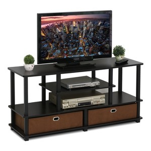 Furinno 4-Tier Large TV Stand for TVs up to 55" TV Console Table w/Open Bookcase Shelves & 2 Storage Drawers - 1 of 4