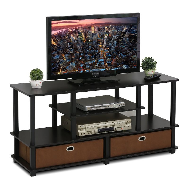 Furinno JAYA Large TV Stand for up to 55-Inch TV with Storage Bin, 1 of 5