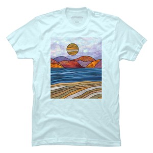Men's Design By Humans Beach Landscape Stain Glass By Maryedenoa T-Shirt - 1 of 2