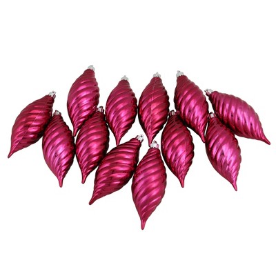 Vickerman 12ct Pink and Silver Shiny Shatterproof Christmas Finial Ornaments 4.75"