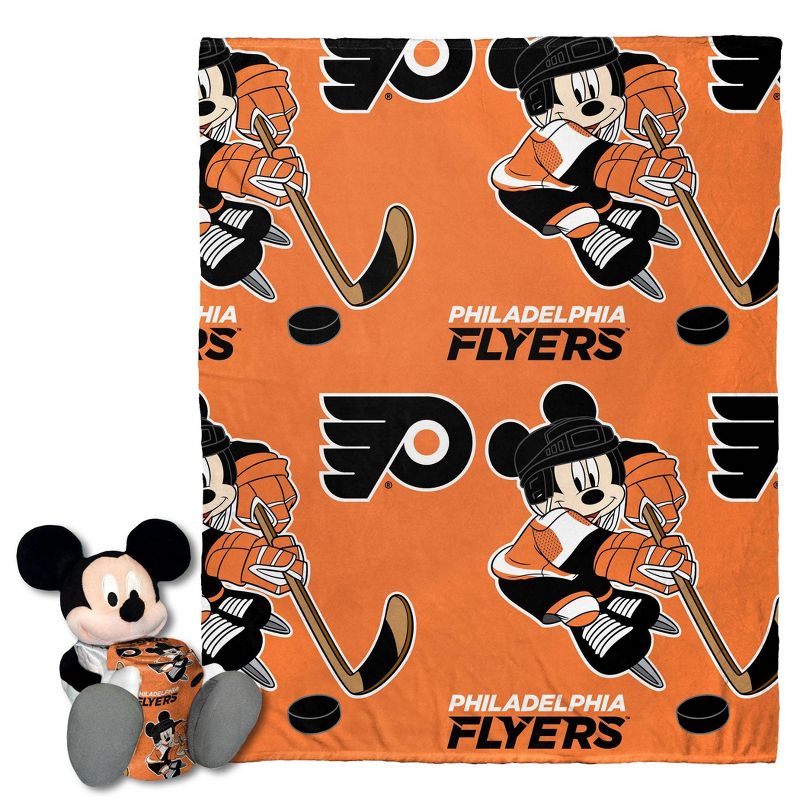 NHL Philadelphia Flyers Mickey Silk Touch Throw Blanket and Hugger, 2 of 4