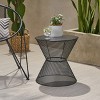 Vynxaria Outdoor Iron Side Table Hourglass Shape, Mesh Design, Rounded Silhouette, Durable Frame, Timeless Style - 4 of 4