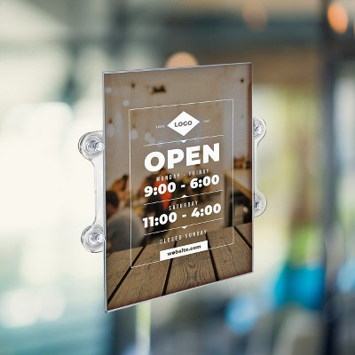 Clear Acrylic Double-Sided Sign Holder with Suction Cups, 2-Pack