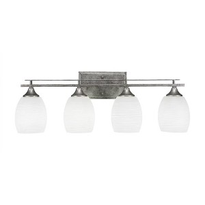 Toltec Lighting Uptowne 4 - Light Vanity in  Aged Silver with 5" White Linen  Shade - 1 of 1