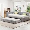 Full Size L-Shaped Upholstered Daybed with Twin Size Pop Up Trundle for Kids Bedroom - 2 of 4