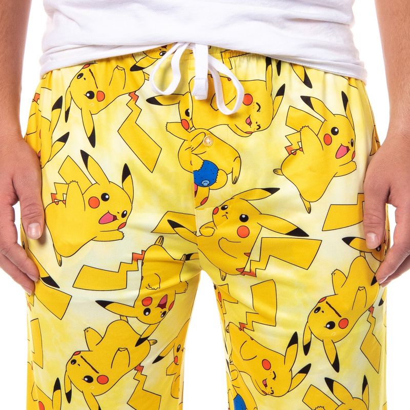 Pok�mon Men's Pikachu Allover Character Subtle Tie Dye Adult Pajama Pants, 3 of 5