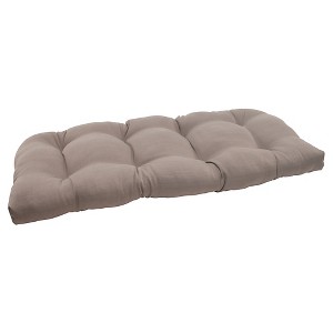 Outdoor Wicker Loveseat Cushion - Taupe Forsyth Solid - Pillow Perfect, Brown