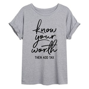 Women's - Instant Message - Know Your Worth Oversized Graphic T-Shirt - 1 of 4